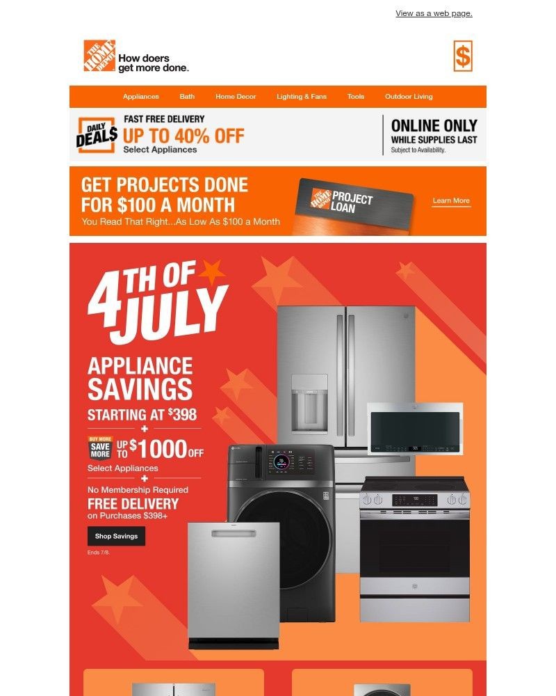 Screenshot of email sent to a Home Depot Newsletter subscriber