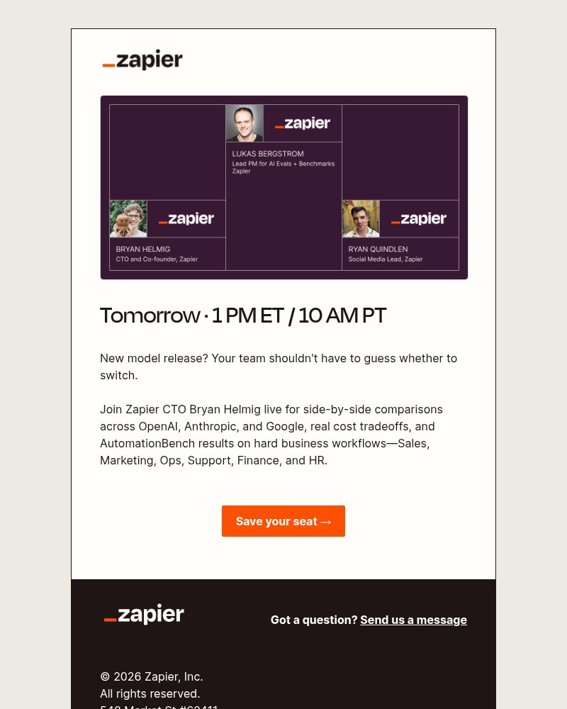 Screenshot of email sent to a Zapier Invited user