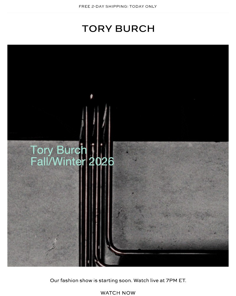 Screenshot of email sent to a Tory Burch Newsletter subscriber