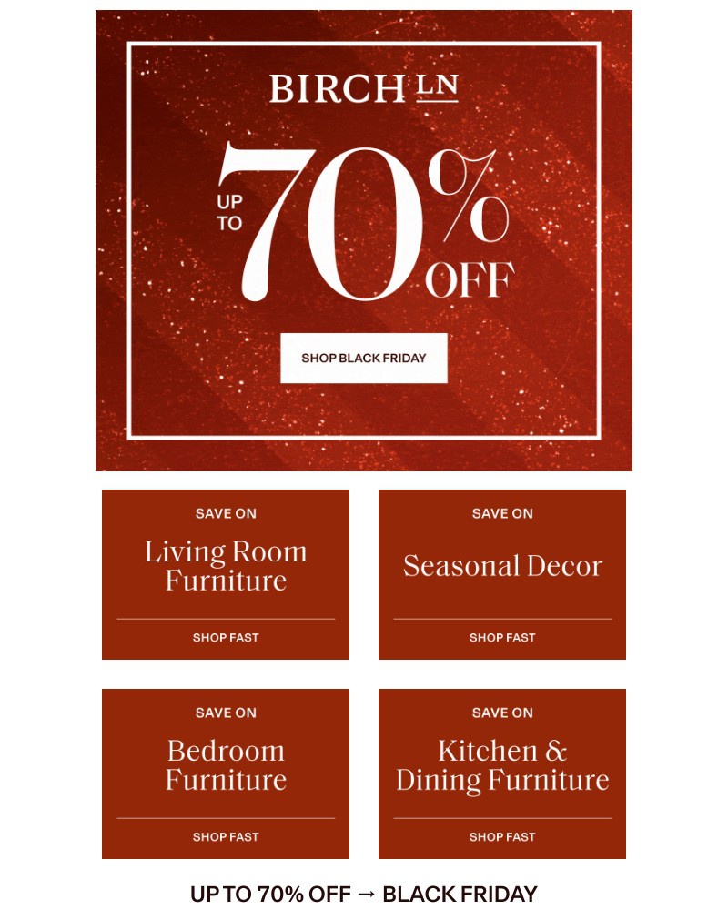 Screenshot of email sent to a Birch Lane Newsletter subscriber