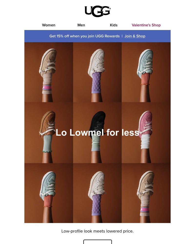 Screenshot of email sent to a UGG Newsletter subscriber