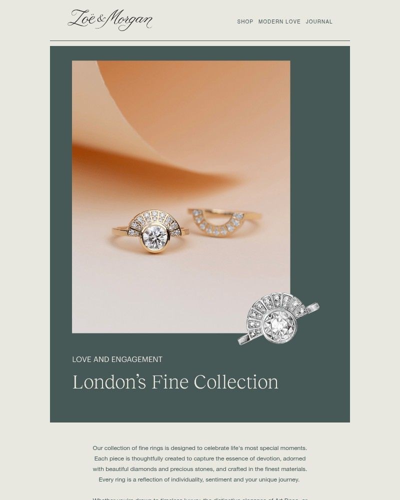 Screenshot of email sent to a Zoe & Morgan Newsletter subscriber