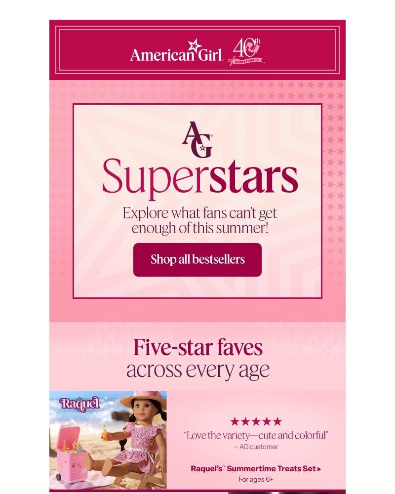 Screenshot of email sent to a American Girl Newsletter subscriber