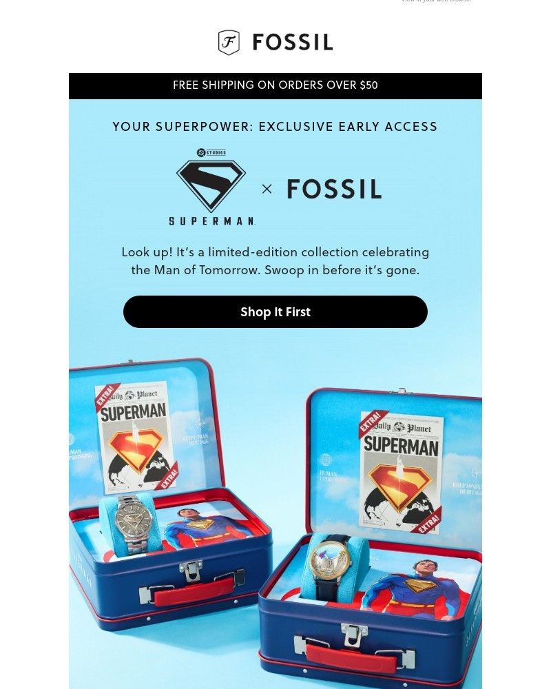 Screenshot of email with subject /media/emails/look-up-superman-x-fossil-is-here-2819bb-cropped-e12e1dd5.jpg