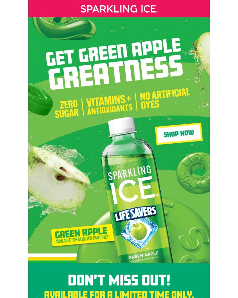 Screenshot of email sent to a Sparkling Ice Registered user