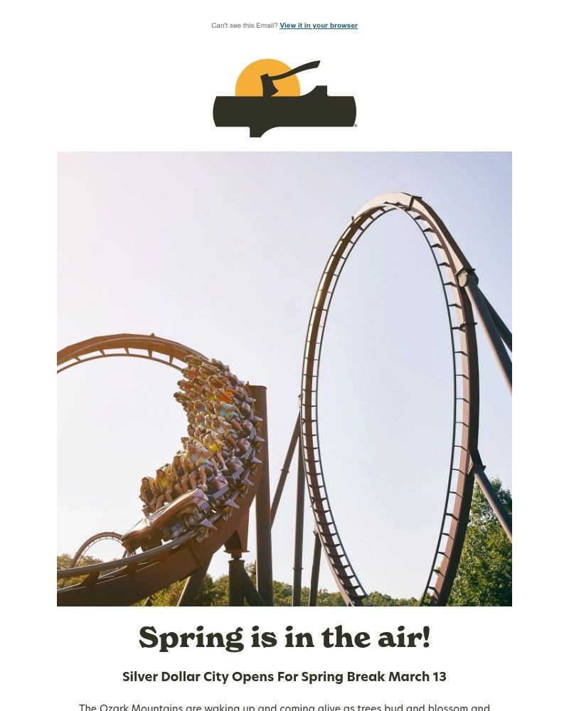 Screenshot of email sent to a Silver Dollar City Newsletter subscriber