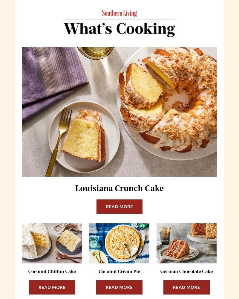 Screenshot of email sent to a Southern Living Newsletter subscriber