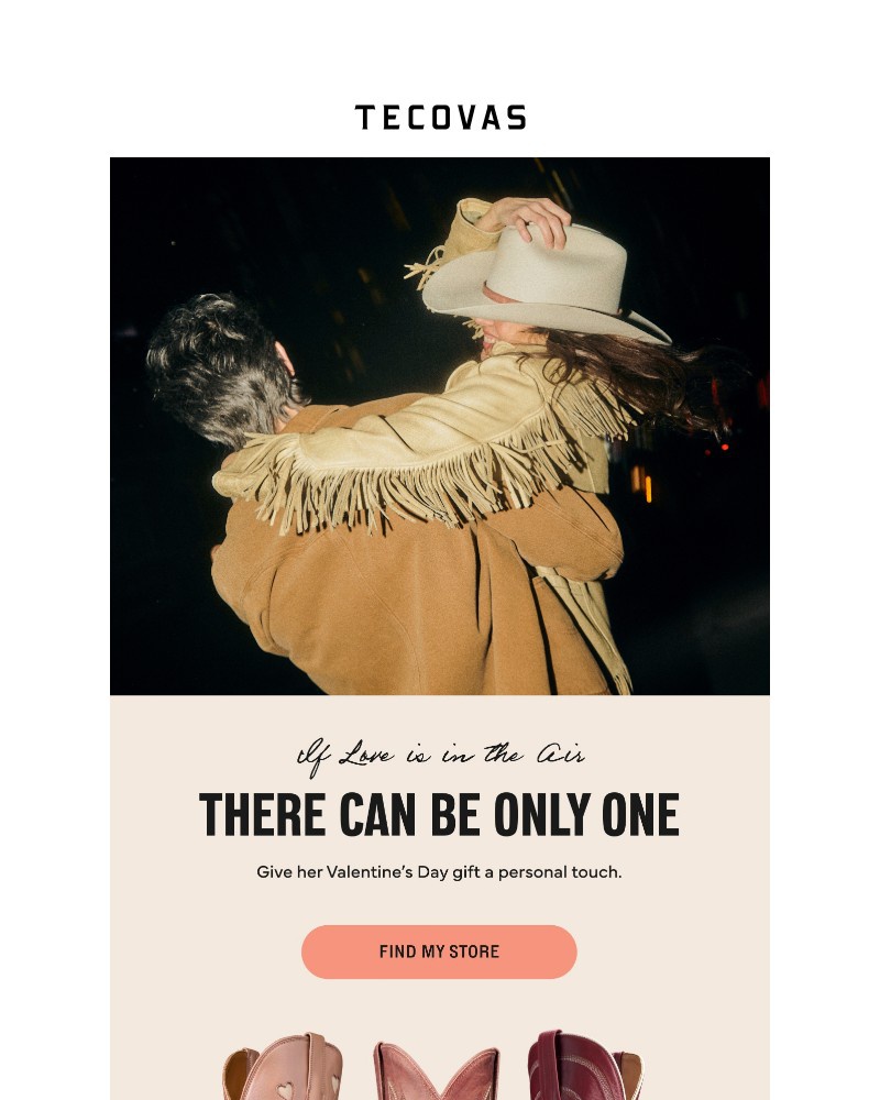 Screenshot of email sent to a Tecovas Newsletter subscriber