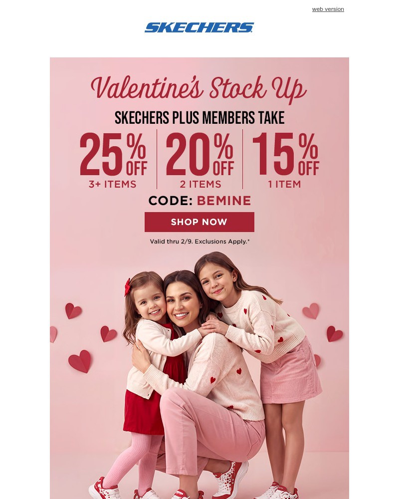 Screenshot of email sent to a Skechers Newsletter subscriber