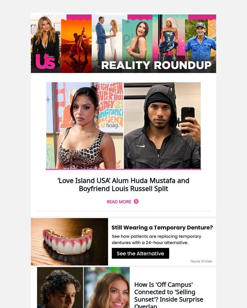 Screenshot of email sent to a Us Weekly Newsletter subscriber