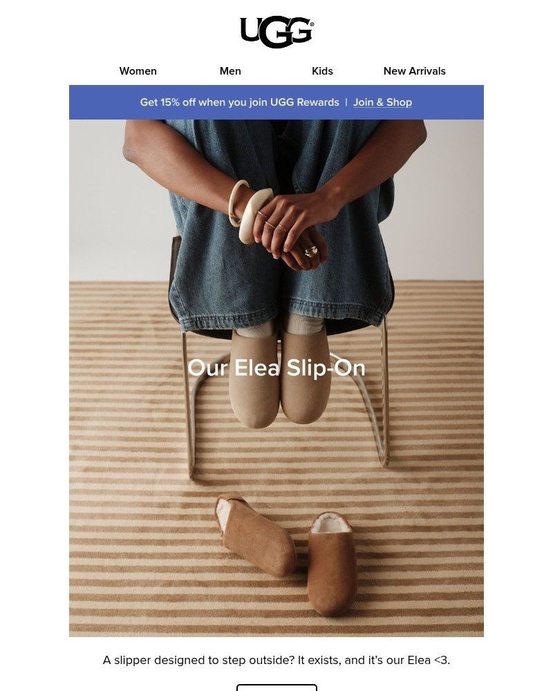 Screenshot of email sent to a UGG Newsletter subscriber