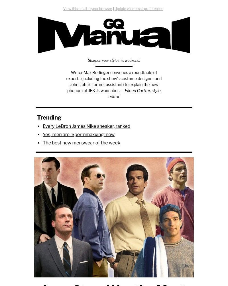 Screenshot of email sent to a GQ Newsletter subscriber