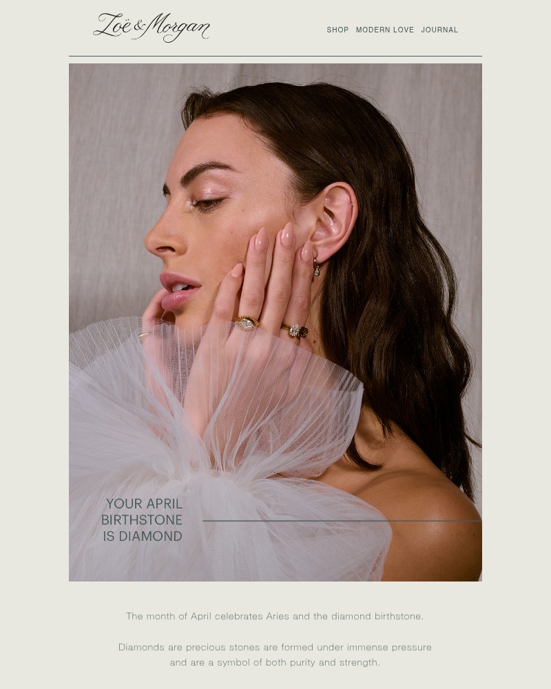 Screenshot of email sent to a Zoe & Morgan Newsletter subscriber