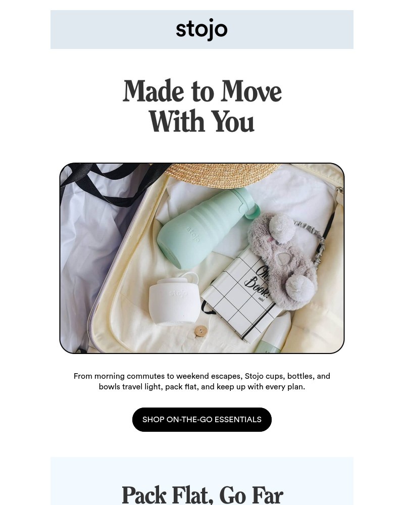 Screenshot of email sent to a Stojo Newsletter subscriber