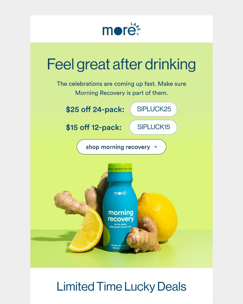 Screenshot of email sent to a Morning Recovery Newsletter subscriber