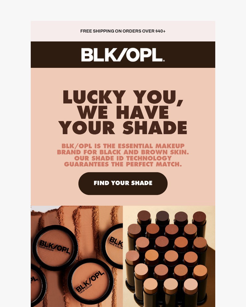 Screenshot of email sent to a Black Opal Beauty Newsletter subscriber