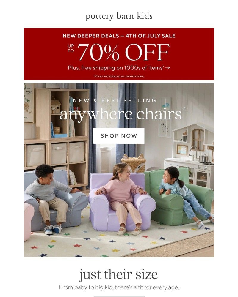 Screenshot of email sent to a Pottery Barn Newsletter subscriber