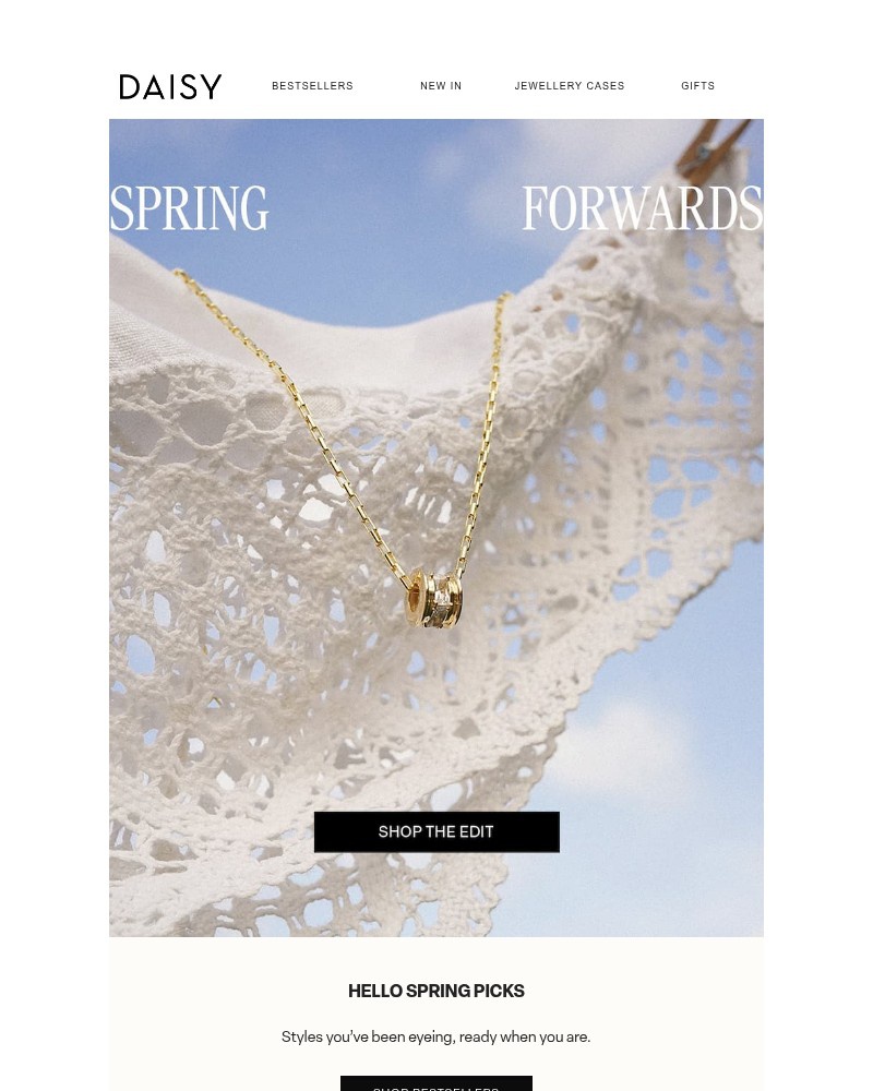 Screenshot of email sent to a Daisy Jewellery Newsletter subscriber