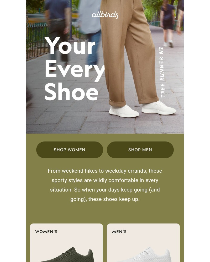 Screenshot of email sent to a Allbirds Newsletter subscriber