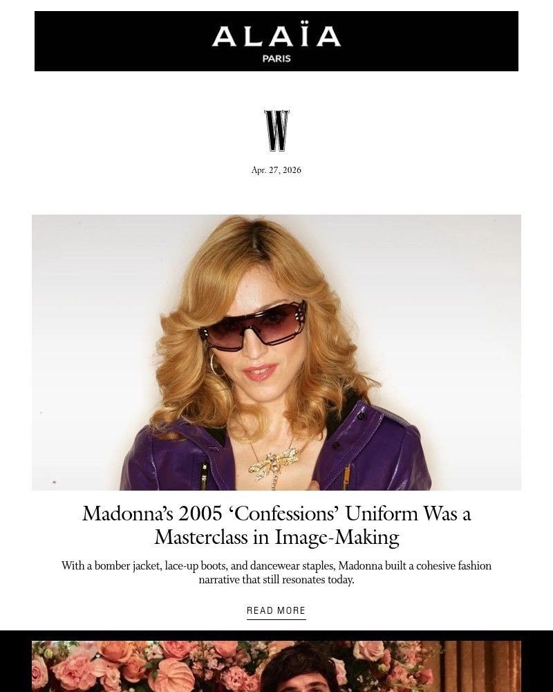 Screenshot of email sent to a W Newsletter subscriber