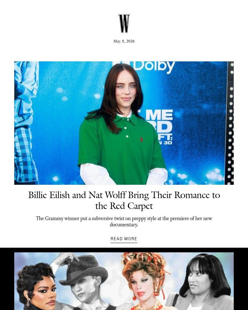Screenshot of email sent to a W Newsletter subscriber