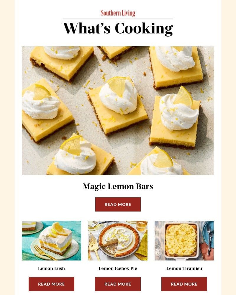 Screenshot of email sent to a Southern Living Newsletter subscriber