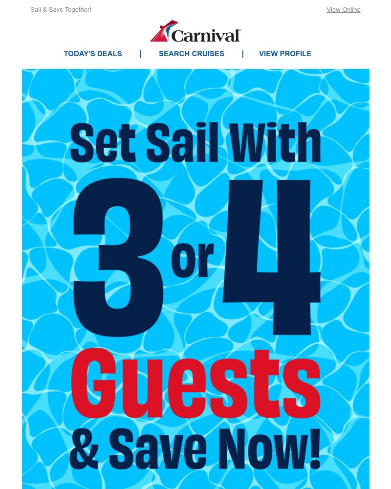 Screenshot of email sent to a Carnival Cruise Line Registered user