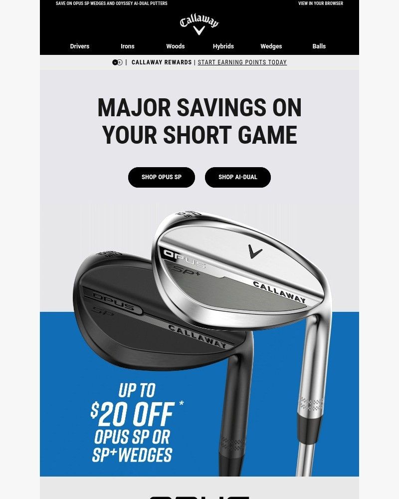 Screenshot of email sent to a Callaway Golf Newsletter subscriber