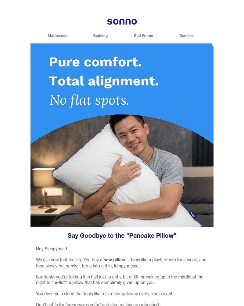 Screenshot of email sent to a Sonno Newsletter subscriber