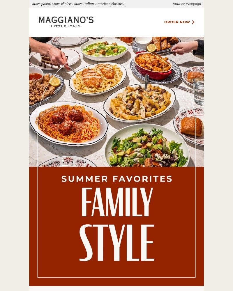Screenshot of email sent to a Maggiano’s Little Italy Newsletter subscriber
