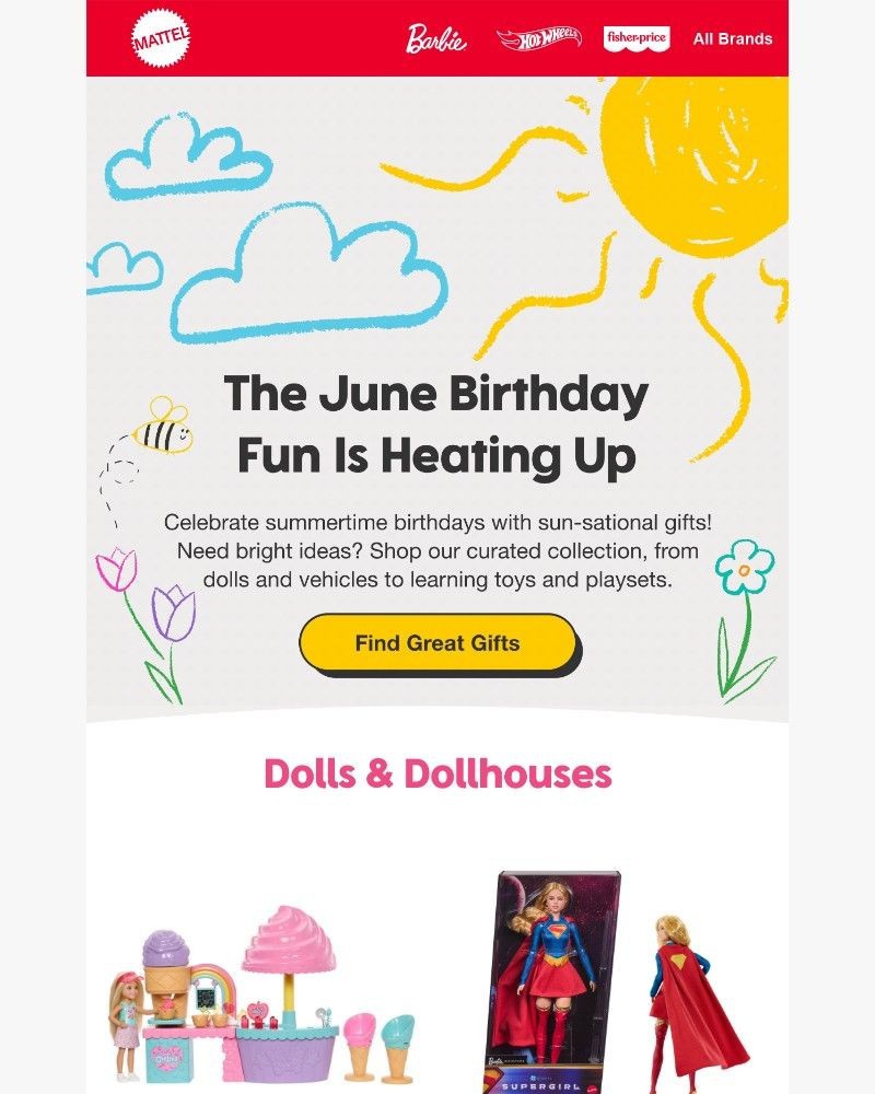 Screenshot of email sent to a Mattel Newsletter subscriber