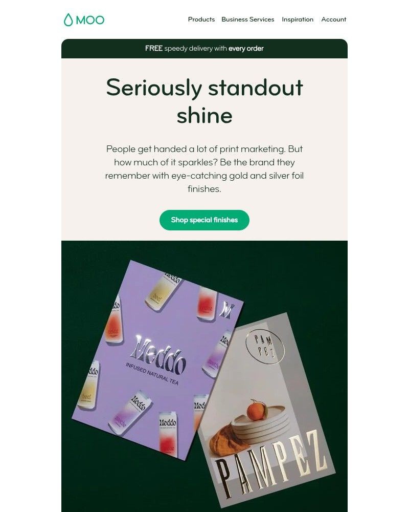Screenshot of email sent to a Moo Newsletter subscriber