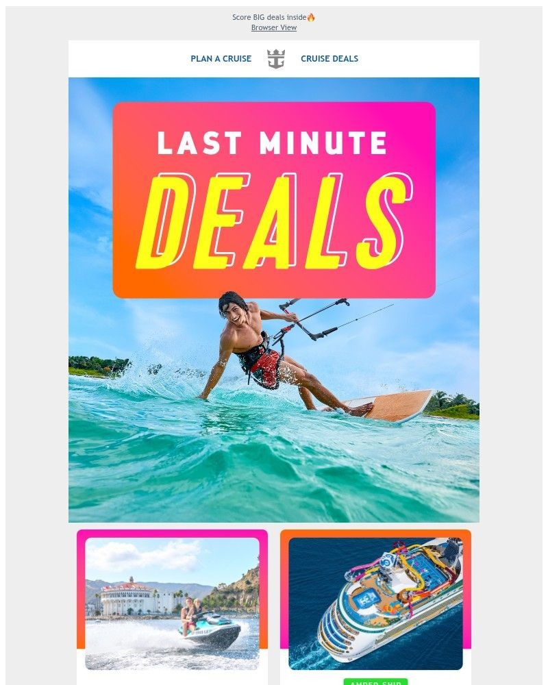 Screenshot of email sent to a Royal Caribbean Cruises Newsletter subscriber