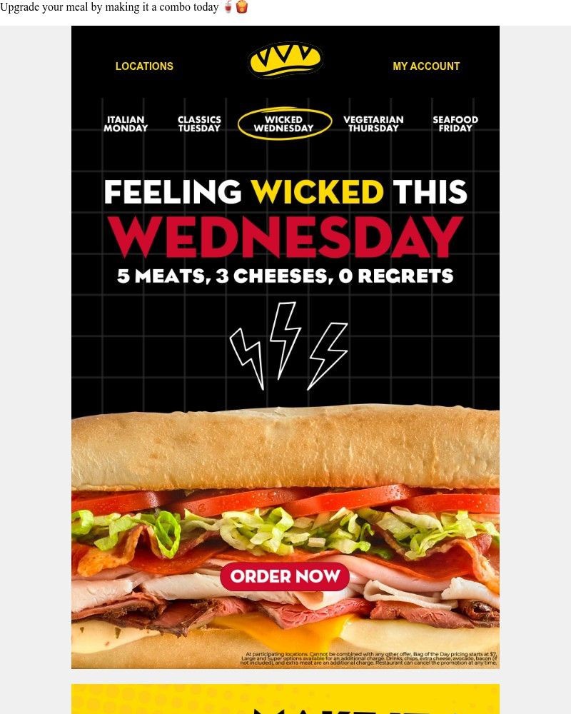 Screenshot of email sent to a Which Wich Registered user