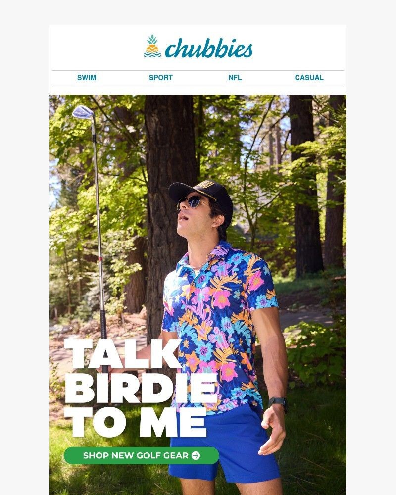 Screenshot of email sent to a Chubbies Newsletter subscriber