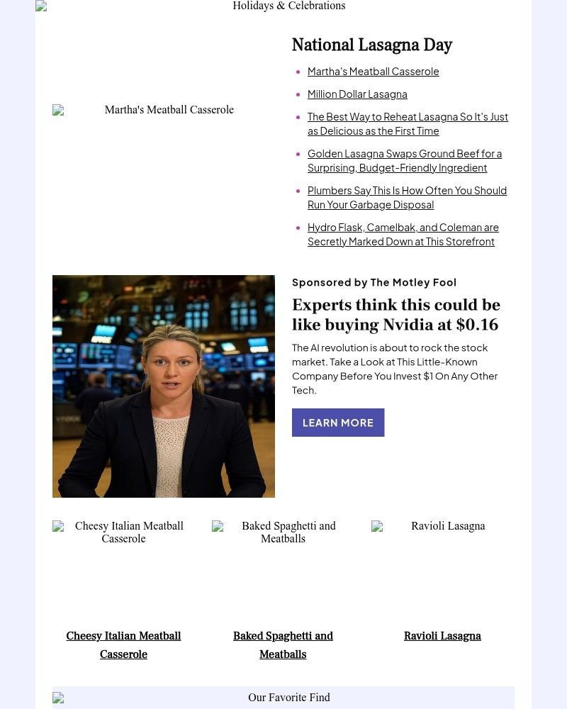 Screenshot of email sent to a Better Homes and Gardens Newsletter subscriber
