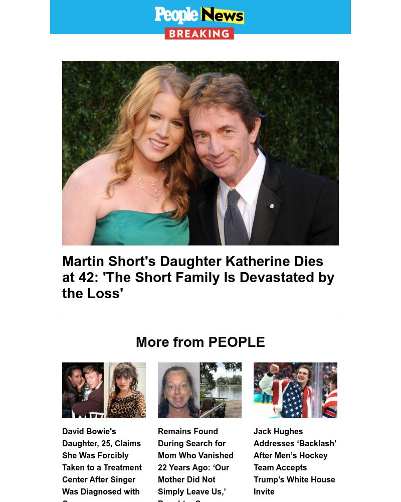 Screenshot of email sent to a People Newsletter subscriber