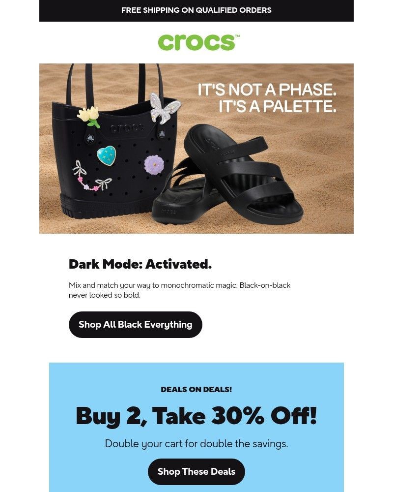 Screenshot of email sent to a Crocs Newsletter subscriber