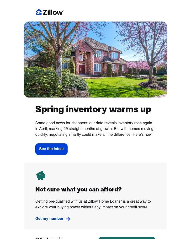 Screenshot of email sent to a Zillow Registered user