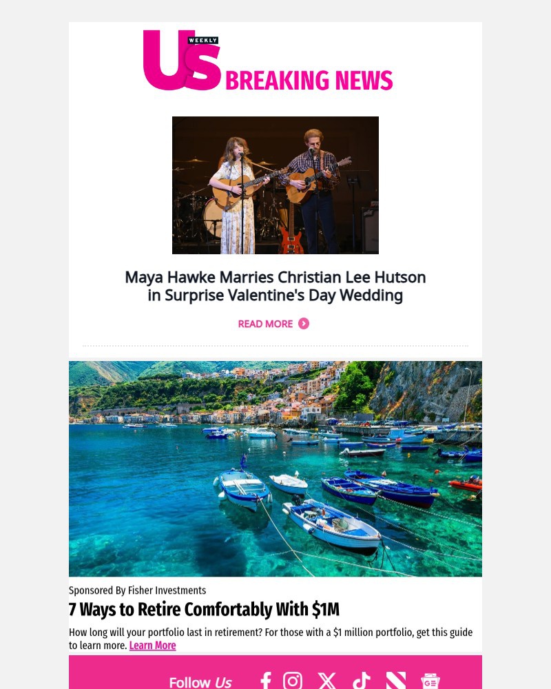 Screenshot of email sent to a Us Weekly Newsletter subscriber
