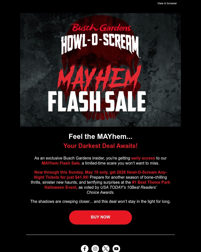 Screenshot of email with subject /media/emails/mayhem-flash-sale-howl-o-scream-tickets-only-4199-a815b9-cropped-5cefa167.jpg