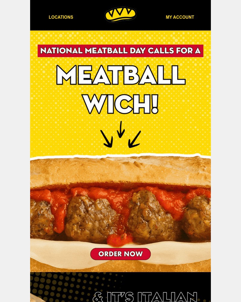 Screenshot of email sent to a Which Wich Registered user