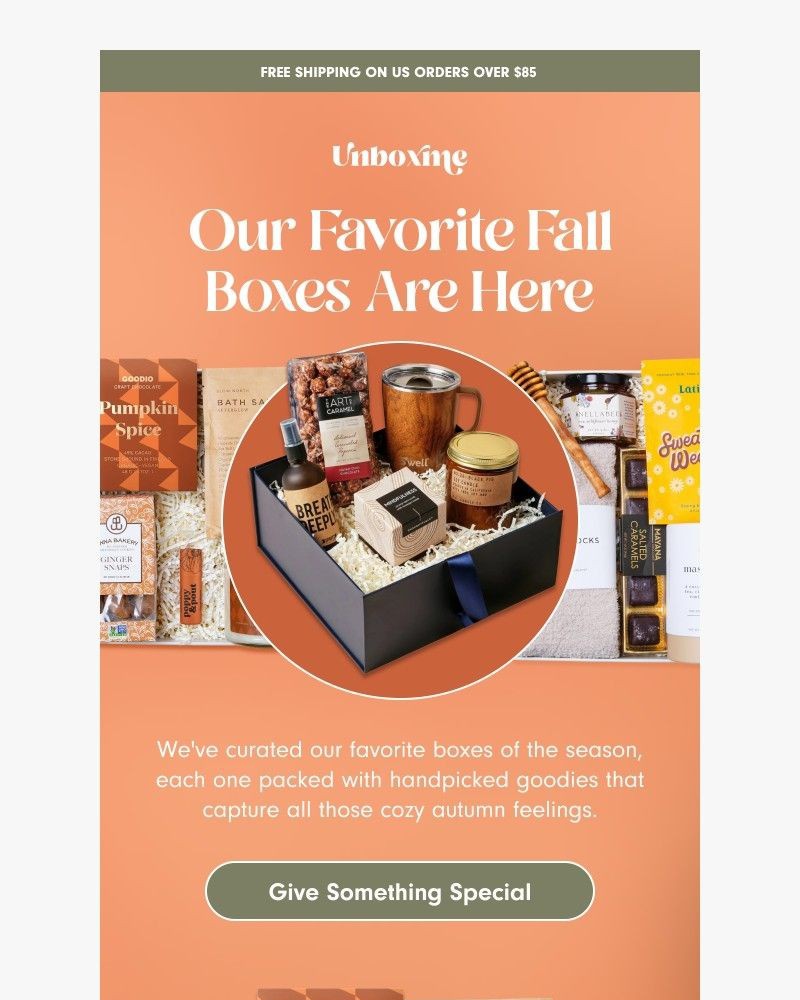 Screenshot of email sent to a Unboxme Newsletter subscriber