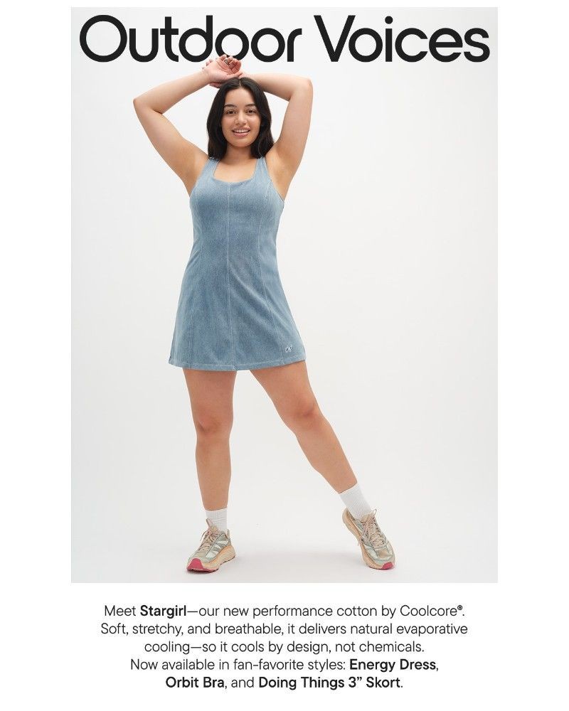 Screenshot of email sent to a Outdoor Voices Newsletter subscriber