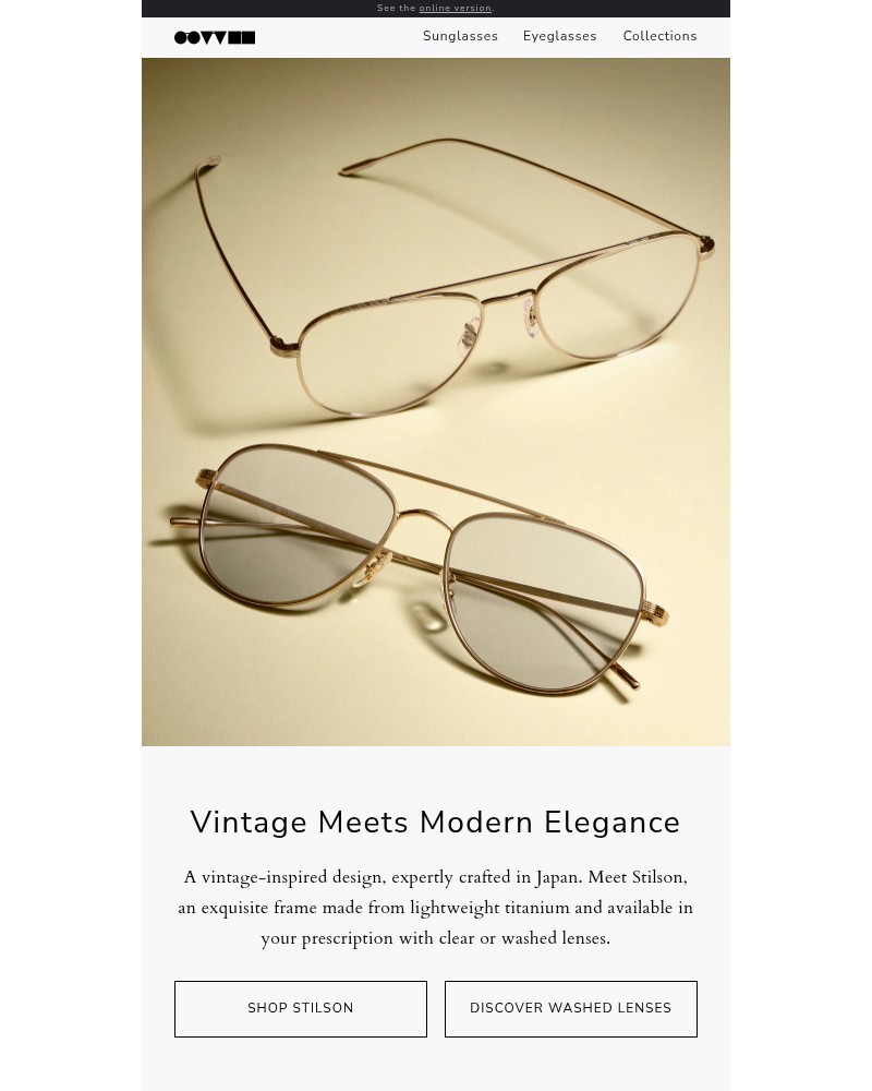 Screenshot of email sent to a Oliver Peoples Newsletter subscriber