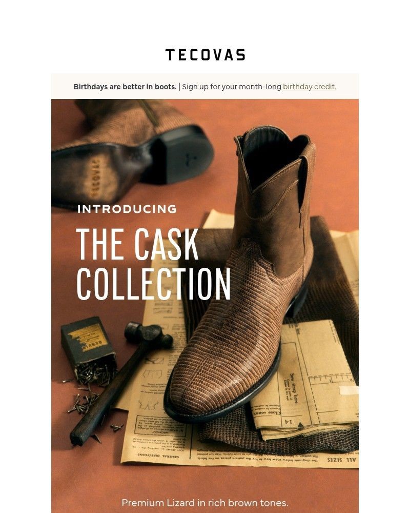 Screenshot of email sent to a Tecovas Newsletter subscriber