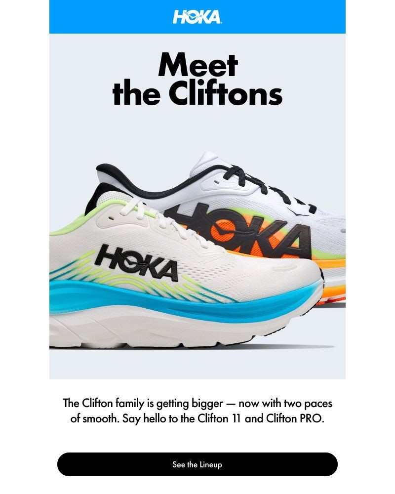Screenshot of email sent to a Hoka Newsletter subscriber