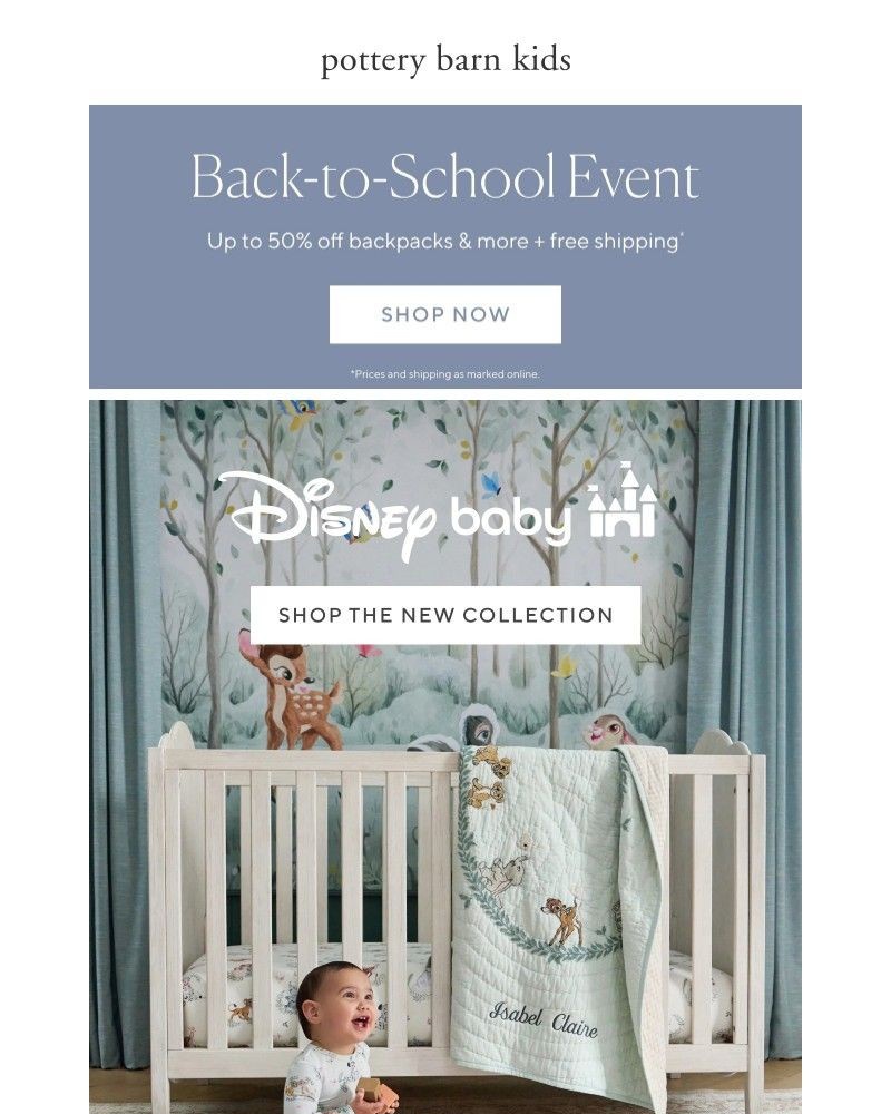 Screenshot of email sent to a Pottery Barn Newsletter subscriber