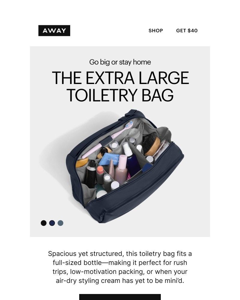 Screenshot of email sent to a Away Newsletter subscriber