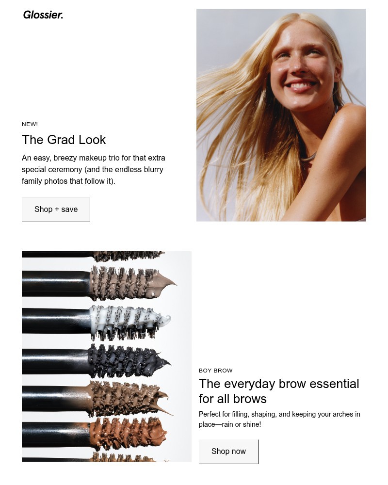 Screenshot of email sent to a Glossier Newsletter subscriber